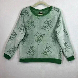 Star Wars Yoda Top Women’s Large Green Fleece Ribbed Neck Cuffs Bottom